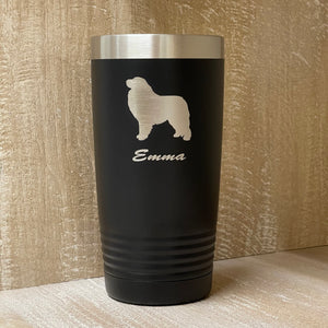 Dog Silhouette Custom Engraved Tumbler - Over 450 Breeds!