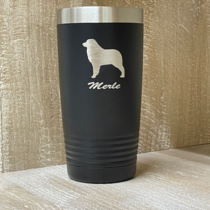 Dog Silhouette Custom Engraved Tumbler - Over 450 Breeds!