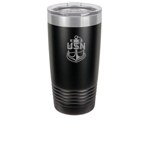 US Navy Chief Engraved Tumbler