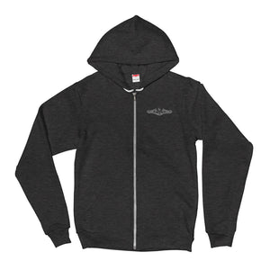 US Navy Submarine Insignia Zip Up Hoodie - Silver