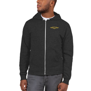 US Navy Submarine Insignia Zip Up Hoodie - Gold