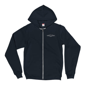 US Navy Submarine Insignia Zip Up Hoodie - Silver