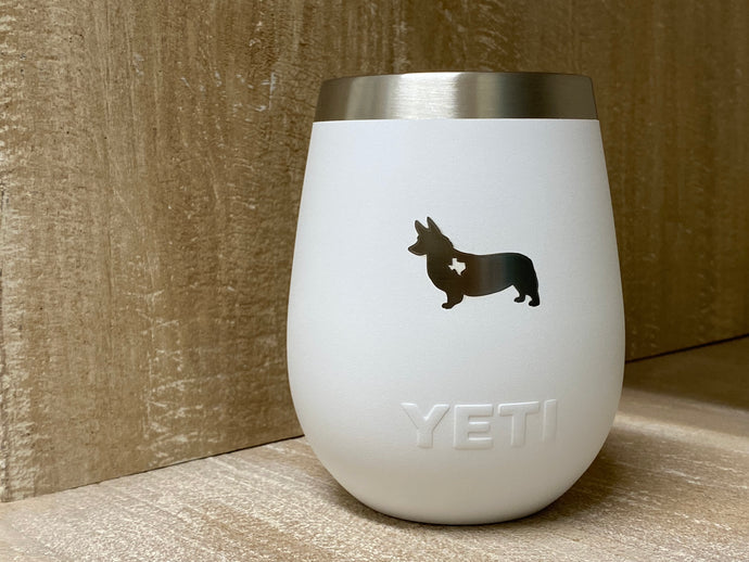 Engraved YETI 10oz Wine Tumbler - Corgis <3 Texas.