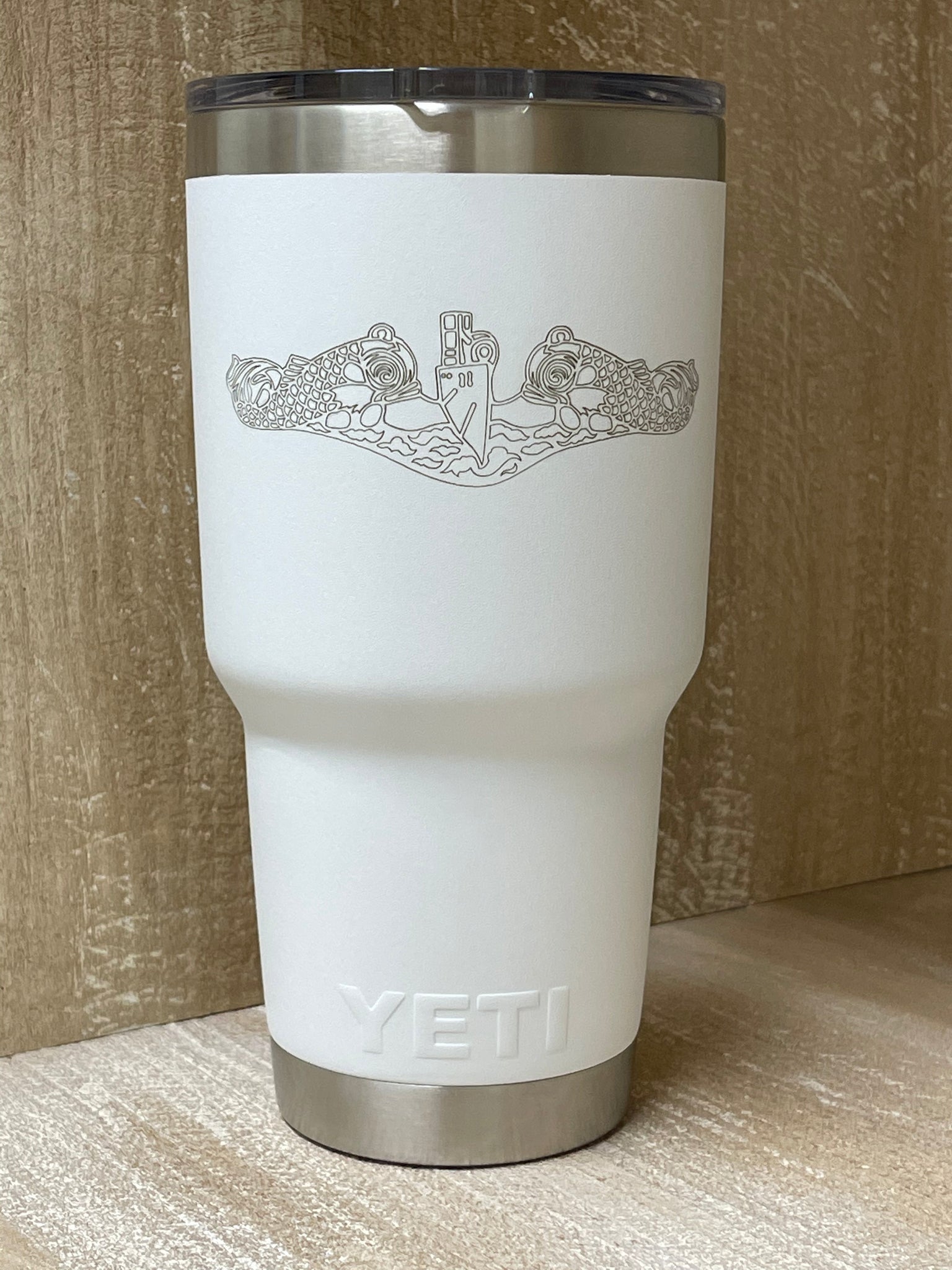 US Navy Submarine Warfare Insignia Tumbler by Elephant Engraving Co