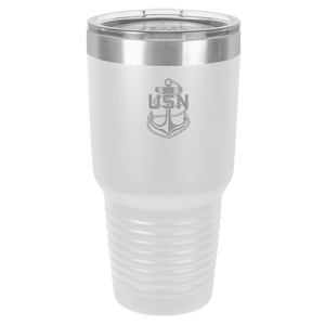 US Navy Chief Engraved Tumbler