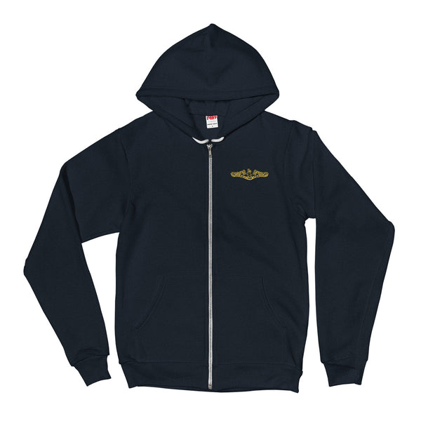 Load image into Gallery viewer, US Navy Submarine Insignia Zip Up Hoodie - Gold
