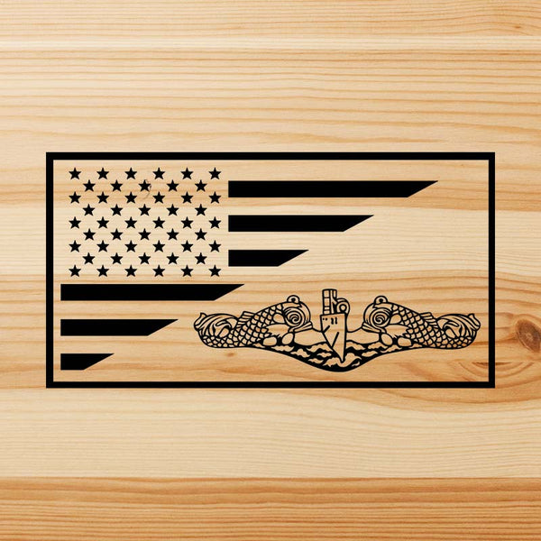 Load image into Gallery viewer, Submarine Insignia with US Flag Sticker
