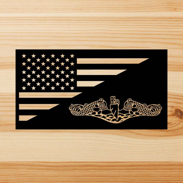 Load image into Gallery viewer, Submarine Insignia with US Flag Sticker
