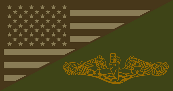 Load image into Gallery viewer, Submarine Insignia with US Flag Sticker
