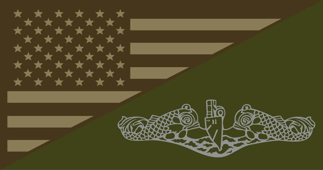 Submarine Insignia with US Flag Sticker