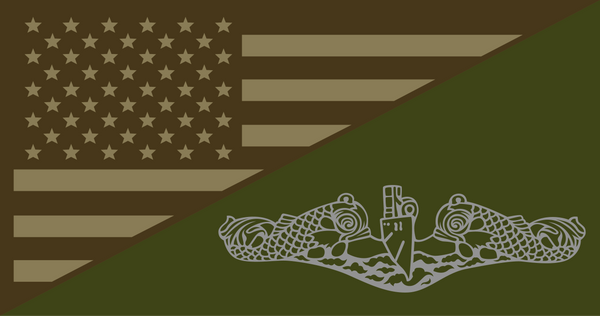Load image into Gallery viewer, Submarine Insignia with US Flag Sticker
